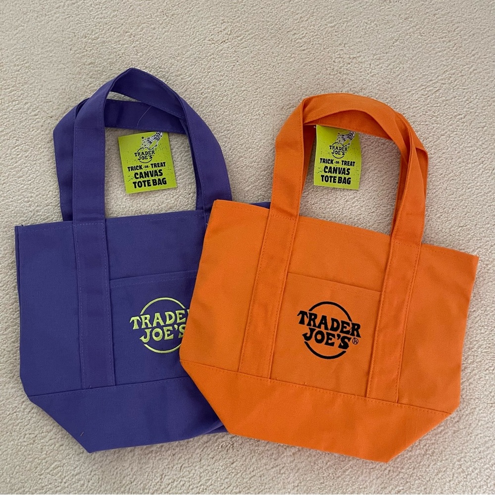 Trader Joe’s Halloween Mini Tote Bag Bundle Set of 2 Trick Or Treat